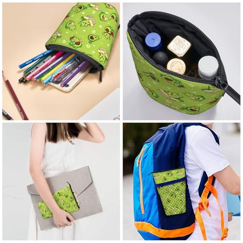Avocado Cat Kids Standing Pencil Case Girls Boys Telescopic Stationary Pouch with Zipper Large Capacity Stand up Pen Bag Portable Makeup Holder for Children School Students Office Supplies - color: Avocado Cat