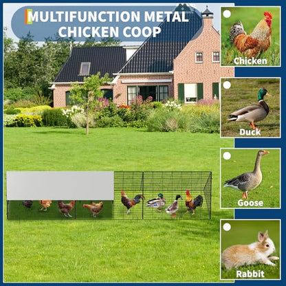 Large Metal Chicken Tunnel, Portable Chicken Run Coop with Waterproof & Anti-UV Cover, Outdoor Predator Protection Poultry House for Yard Backyard Farm, Hens Ducks Rabbits - size: 40.2"L x 29.1"W x 1.4"H