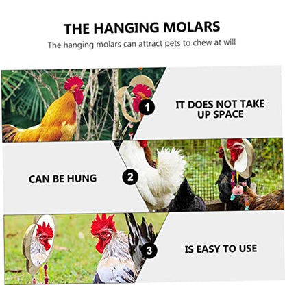 Totority Creative Hen Hanging Mirror Toy Wooden Rooster Mirror Pendants for Chickens Promotes Intellectual Development and Fun Playtime Design for Healthy Growth