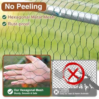 Large Metal Chicken Coop for 40-45 Chickens, Walk-in Chicken Run, Chicken Pen Outdoor W/Cover, Waterproof & Anti-UV, 26.3' D x 9.8' W x 6.4' H, Wire Mesh Poultry Cage for Yard #LYJL08JD-US - size: 315.6"L x 117.6"W x 76.8"H, style: Spire Roof