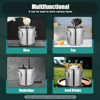 12L/2.64gal Stainless Steel Airtight Canister with Lid and Locking Clamp, Rice Cereal Grain Canisters Container Food Storage Canisters for Kitchen Dog Food Bird Seed Coffee - color: 12L/2.64 Gal