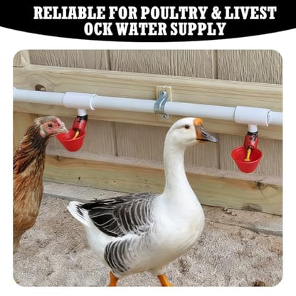 50 Pack Chicken Waterer PVC Tee Fittings, PVC Tee Fitting for Threaded Poultry Nipples Water Drinker and Feeder Cups, Chicken Automatic Poultry Waterers