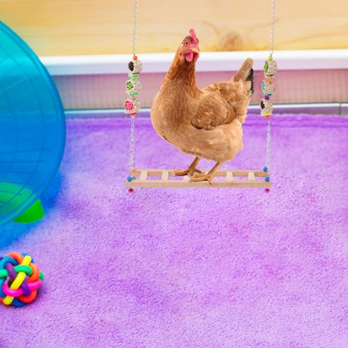 OUNONA Wooden Rooster and Hen Swing Climbing Ladder Pet with Coop Ladder Accessory for Outdoor Chicken Play and Birdcage Exercise Random Color