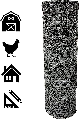 Acorn Chicken Wire 1" X 48" X 50', Perfect for Garden Fencing, Animal Barrier, Plant Supports and DIY Projects, Galvanized Steel - size: 4' Wide X 50' Long, style: 1" Hexagon Pattern