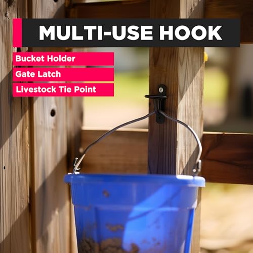 SCENIC ROAD Multi-Use Bucket Hook & Gate Latch for Barn Door and Shed, fits Heavy Duty Black Utility Hook Door Latch, Holds 5 Gallon and 6 Gallon Water Buckets, Pack of 25 (Model SRBH) - size: Pack of 25
