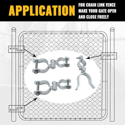 VIVIDA 1-3/8" x 2-3/8" Chain Link Gate Hinge Latch Kit, Include Female & Male Gate Hinges, 1-3/8" x 2-3/8" Fence Fork Latch, Chain Link Fence Hardware, Galvanized Steel - size: 1-3/8" × 2-3/8" (SILVER)