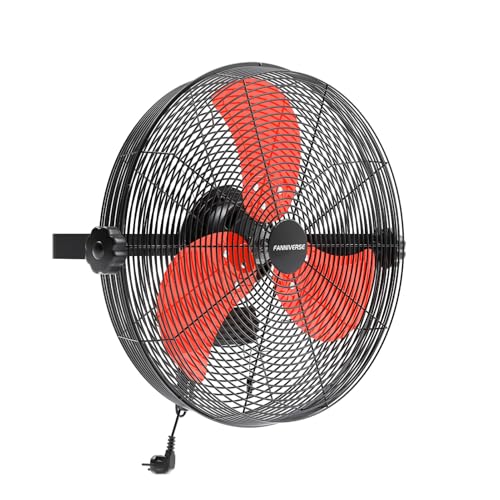 18 Inch Wall Fan Pro Series - 4900 CFM 3 Speed High Velocity Industrial Wall Mount Fans for Commercial, Residential, Warehouse, Covered Patio, Shop, Garage, Barn, Gazebo UL Safety Listed - color: Red, size: 18 Inch