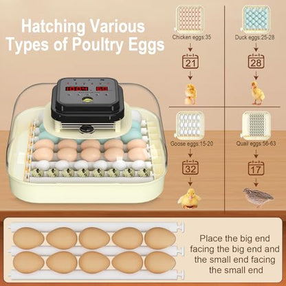 CoInceptus 35 Eggs Incubators for Hatching Eggs,Egg Incubator with Automatic Egg Turning and Humidity Control,Chicken Egg Incubator with Egg Candler, Incubator for Chicken, Duck, Goose, Pigeon, Quail
