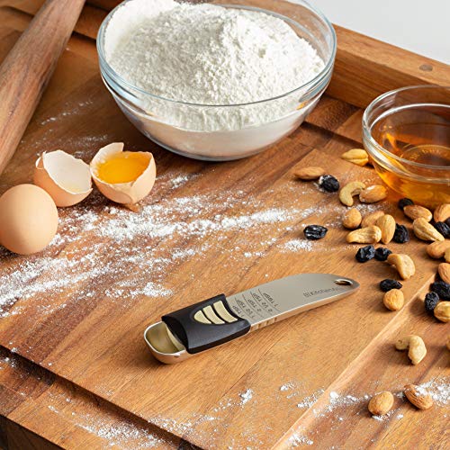 KitchenArt Professional Series Tablespoon, Champagne Satin Measuring Spoon, Adjustable from 1/2 Teaspoon to 1 Tablespoon, White & Black - size: 1-Piece Set