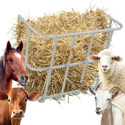 Livestock Feeder,Large Capacity Hay Feeder, Heavy-Duty Steel Goat Hay Rack, 22.8" Long Wall Mounted Horse Hay Holder, Multiple Sided Feeding Rack for Sheep Farm Livestock Indoor Outdoor, Silver