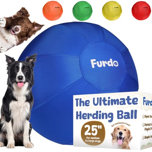 25" Herding Ball for Dogs, for Australian Shepherd, for Cattle, for Border Collie, for Blue Heelers & Other Medium to Large Dogs, Herding Dog Ball, Herding Dog Toys, Horse Ball - Blue - color: 1. Blue