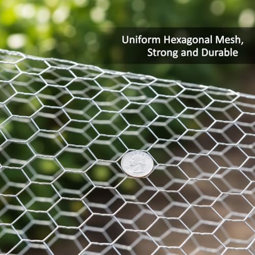 (35 inches x 99 feet) No. 22 Hexagonal Galvanized Metal Mesh, Chicken Wire Fence, Poultry Protective Netting, Cut-to-Size, Weather-Resistant, Includes Gloves, Pliers, and Wire - size: 35inch X 99FT