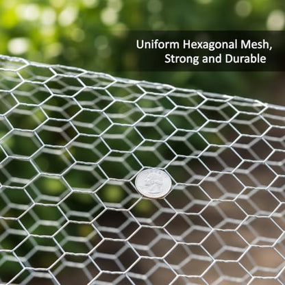 (35 inches x 99 feet) No. 22 Hexagonal Galvanized Metal Mesh, Chicken Wire Fence, Poultry Protective Netting, Cut-to-Size, Weather-Resistant, Includes Gloves, Pliers, and Wire - size: 35inch X 99FT