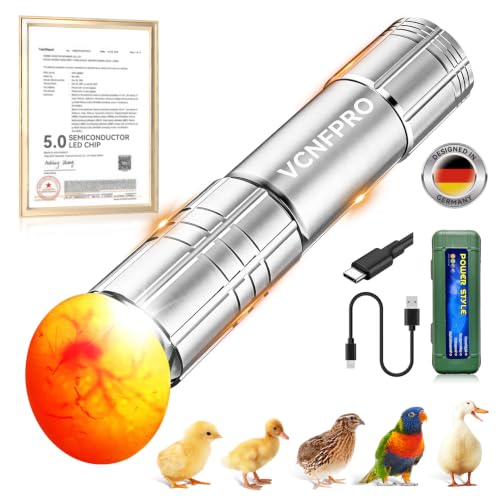 3.0 Upgraded Egg Candler Light【Smart Led Chip】【S-Certified Titanium Materials】 3-in-1 Egg Candler Lamp for Chicken Eggs Typy Strong Waterproof Durable Ultra Battery Life No Harm to Egg - Sliver - color: Silver, size: 1PC-M