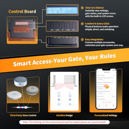 TOPENS XD852S Smart Gate Opener for Heavy Duty Solar Dual Swing Gates Up to 18ft per Arm, Automatic Gate Opener with App Control AC Powered Remote Control Kit Solar Panel Included