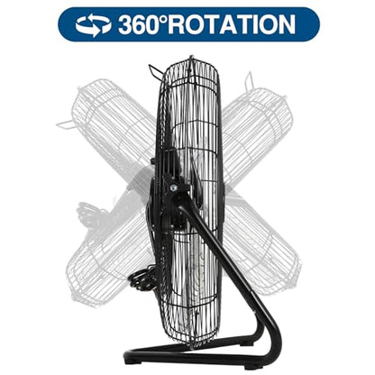 BILT HARD 20" High Velocity Floor Fan, 4600 CFM 3-Speed Industrial Shop Fan with Wall-Mounting System, Heavy Duty Metal Fan for Garage Workshop and Warehouse, 2 Pack - size: 20 inch