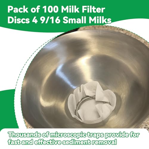 Hahafelt 200 Pack Milk Filter Discs Quick Flow Non-gauze Small 4-9/16" Od Replacement Filters Disks for Raw Milk Strainer 200 Discs Per Box