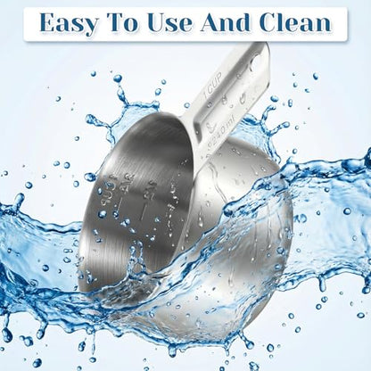 4Pcs 1 Cup 304 Stainless Steel Measuring Cup, 8 oz Metal Measuring Cups with Handle Measurings Spoons Heavy Duty Kitchen Cooking Gadgets Rice Measurings Cups for Wet/Dry Ingredients Baking