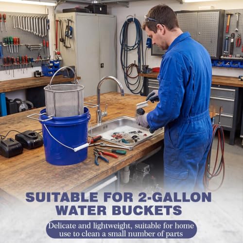 1 Pcs 1/32″ Mesh 2 Gallon Dip and Drain Stainless Steel Part Cleaning Strainer Basket for Buckets Swing Handle for Mechanics Auto Parts Washing Garage Shop Home Workshop, Bucket Not Included - size: 2 Gallon,1/32″