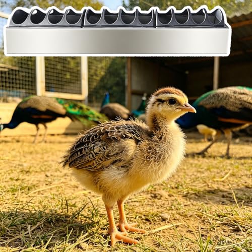 Peacock Feeder Trough for Meal Worms, Multi-Compartment Chicken Coops Water Trough, Rust-proof Anti-waste Chick Feeder, Easy to Clean(L60cm/23.6") - size: L60cm/23.6"