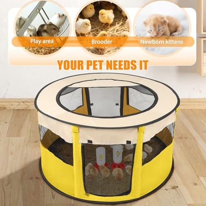 Chicken Brooder Box for Chick Starter Kit - 2026 Upgrade XL (Extra Large) Double Door Chick Brooder Pen//Holds Up to 20 Baby Chicks, Ducklings, Quail(Yellow)