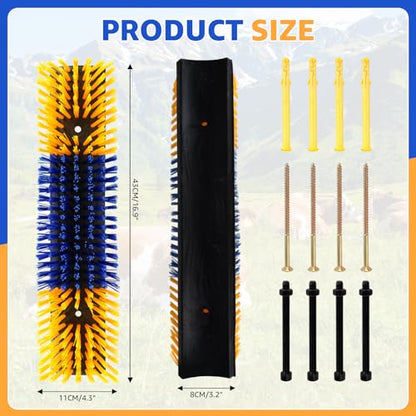 2Pcs Livestock Scratching Brush for Cow, Horse, Goat & Sheep - PBT High Elastic Bristles Design, Animal Grooming & Itch Relief Brush for Barn Entrance, Fence Corner & Feeding Area - size: Small