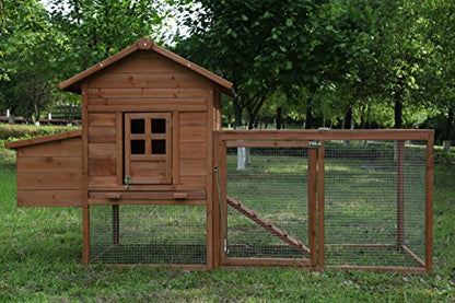 GOJOOASIS Wooden Chicken Coop for 2-5 Chickens Outdoor Wooden Hen House Poultry Pet Hutch for Backyard Outdoor w/Tray Run Cage & Nesting Box(A) - size: A