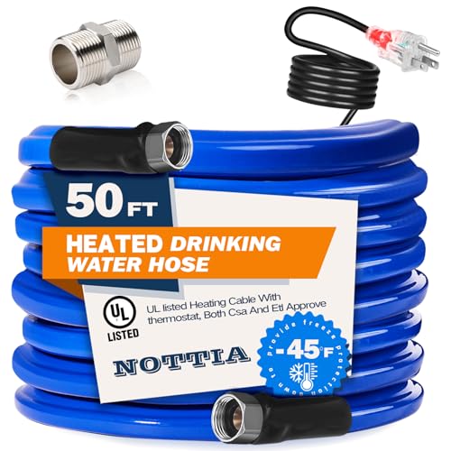 50FT Heated Water Hose for RV, Freeze Protection to -45°F, Lead-Free & BPA-Free, Safe for Campers, Gardening, Livestock, Home Use - size: 50FT