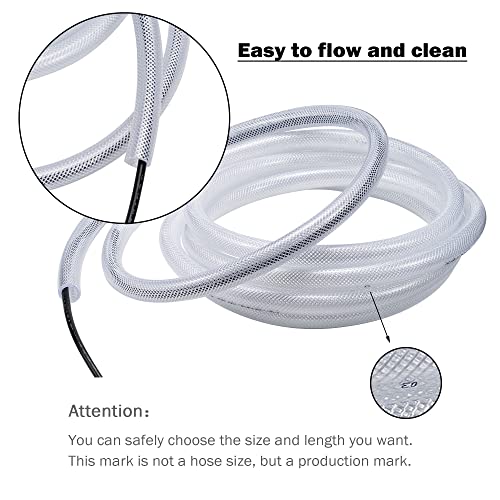 DAVCO 5/8" ID × 10ft Heavy Duty Braided Clear Plastic Vinyl Tubing & Clamp | Flexible High Pressure Reinforced PVC Plastic Tube Hose, Non-toxic, BPA Free, with 2 Stainless Clamps - size: 5/8"ID, style: 10 Feet