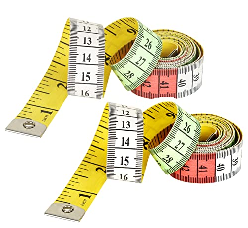 Pack of 2 Tape Measure Body Measuring Tape 60inch/150cm, Soft Fabric Measuring Tape for Sewing Cloth & Weight Loss, Ribbon Tape Medical Body Measurement Craft - color: Multi