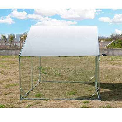 Large Metal Chicken Coop Walk-in Poultry Cage Hen Run House Habitat Spire Shaped Cage with Waterproof and Anti-Ultraviolet Cover for Outdoor Backyard Farm Use (6.5’ L × 9.84’ W) - size: 6.5’L x 9.84’W