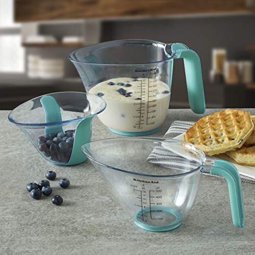 KitchenAid KO298OSAQA Gourmet Measuring Jugs, Set of 3, Aqua Sky - color: Aqua Sky, size: set of 3, style: Straight