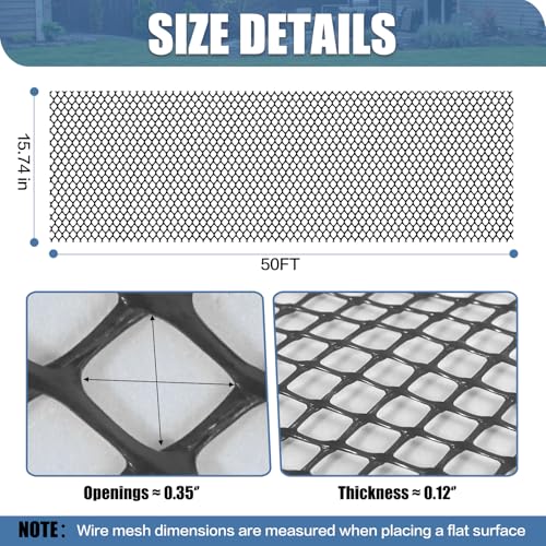 Plastic Pet & Garden Fence - Black 15.7in X 50ft Roll Multi-Use Decorative Chicken Wire Fencing for Poultry, Gardening & Animal Barriers - size: 15.7"X50'-1/3"OPENING