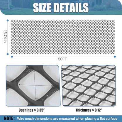 Plastic Pet & Garden Fence - Black 15.7in X 50ft Roll Multi-Use Decorative Chicken Wire Fencing for Poultry, Gardening & Animal Barriers - size: 15.7"X50'-1/3"OPENING