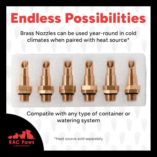 RentACoop DIY Waterer Kit – Six (6) Pack Horizontal Brass Nozzles – Great for Rabbits, Guinea Pigs, Ferrets and Other Small Animals