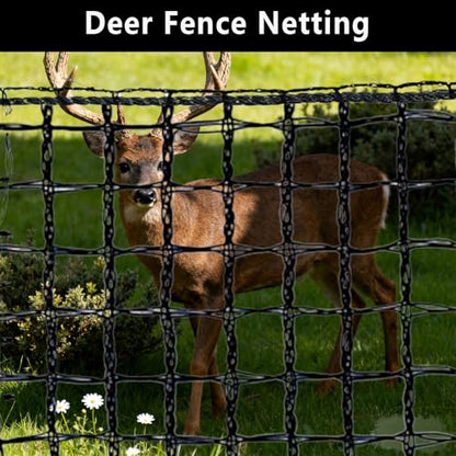 5x100ft Deer Fence Netting, Plastic Mesh Fence Heavy Duty Garden Fence Animal Barrier Garden Netting for Plants Fruit Trees Vegetables Against Deer, Birds, Rabbits, Chickens and Other Animals, Black - color: Black, size: 5x100ft