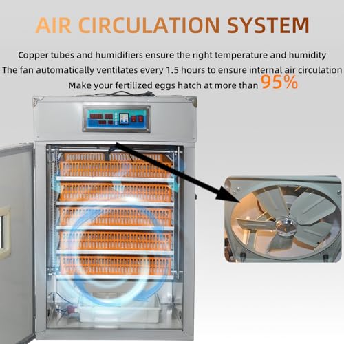 XKV 440 Egg Incubator with Automatic Egg Turning,Temperature Control and Humidity Control,Hatching Eggs,Chicken,Ducks,Poultry,Industrial Brooding Machine Chicken Incubator for Farm,Lab,Home,Indoor - size: 440 Egg-265L
