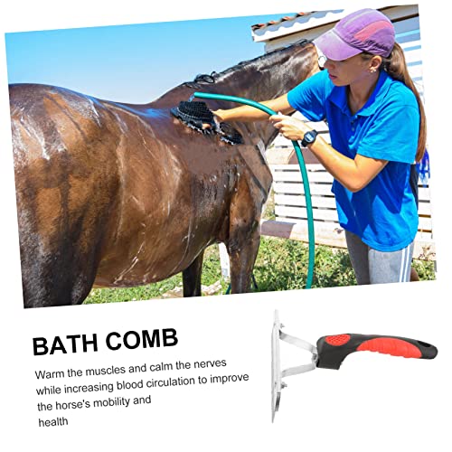 Luxshiny Durable Horse Grooming Rake with Rubber Handle and Teeth Resistant Horse Hair Cleaning Comb for Comfortable Massage and Efficient Pet Hair Removal