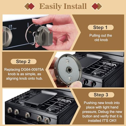 DG64-00975A (4PCS) Electric Range Knob, NE/NX9000t, DG64-00975A 002 knobCompatible with Samsung knobs NE/NX9000t, fit for Samsung Electric Stove/Oven Knobs Replacement
