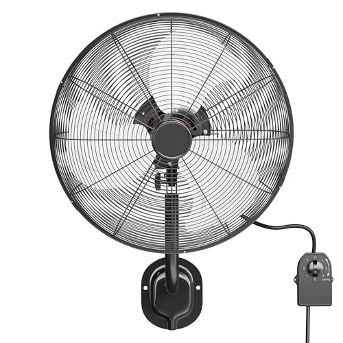 Uthfy 16 Inch High Velocity Wall Mount Oscillating Fan, Metal Industrial Fan with Wired Reomte, 6 FT Cord, 3 Speeds, Industrial Commercial Fan for Indoor, Garage, Patio, Workshop Use - size: 16 Inch