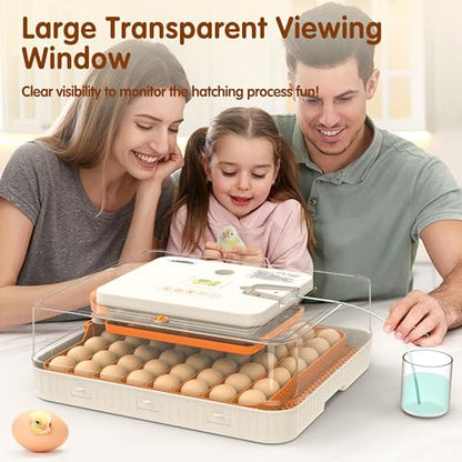 Incubator for Hatching Eggs, 56 Eggs Incubator with Automatic Egg Turning, Temperature & Humidity Control, LED Egg Candler, Incubation Days Display, for Chicken, Duck, Goose, Quail, Parrot Bird Eggs