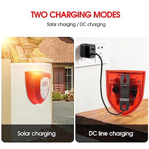 Solar Motion Sensor Alarm Outdoor: Solar Security Alarm Lights with Dog Barking & Gunshot Sound, 129db Loud Noise Maker, Strobe Light Warning Lamp with USB Cable, for Home, Villa,Farm,Barn,Yard
