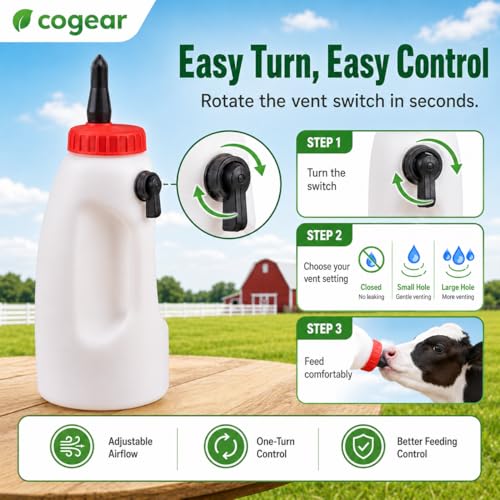 Screw Nipple Calf Feeding Device, Calf Feeding Bottle with Rubber Nipple & Cap, Handle Milk Pot Calfs Feeding Supplies (2.5L-Adjustable) - color: 2.5L-Adjustable