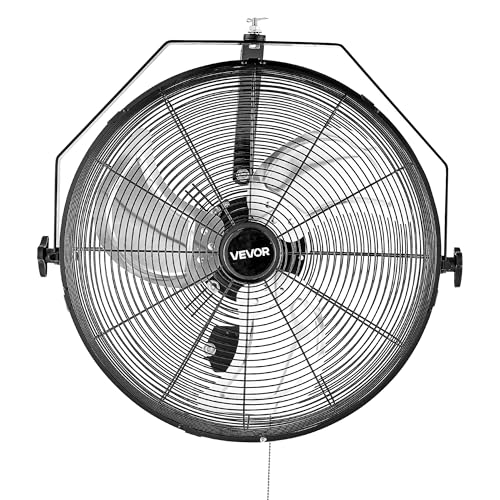 VEVOR 18 Inch Industrial Wall Mount Fan, High Velocity 4000 CFM with 3 Speeds, Powerful Motor Garage Wall Fan with Aluminum Blades for Workshop, Warehouse, Greenhouse, Commercial