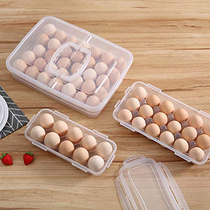 XBY-US 4 Pack Covered Egg Holders,Egg Holder For Refrigerator,travel egg Storage Container,Plastic Refrigerator Egg Trays,camping egg box,Deviled Egg Tray Carrier with Lid Fits 18X4 Eggs(72 Eggs) - style: A-18 Egg-4 Pack