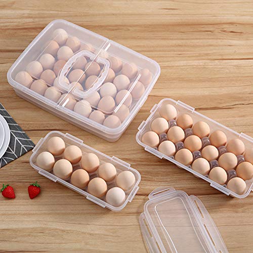 XBY-US 2 Pack Covered Egg Holders For Refrigerator, Plastic Storage Container/ Deviled Egg Tray Carrier with Lid Fits 18X2 Eggs(36 Eggs) - style: A-18 Egg-2 Pack