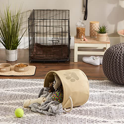 Bone Dry Pet Storage Collection Collapsible Bin, Small Round, Taupe - color: Taupe, size: Small Round