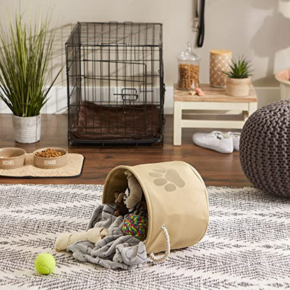 Bone Dry Pet Storage Collection Collapsible Bin, Small Round, Taupe - color: Taupe, size: Small Round