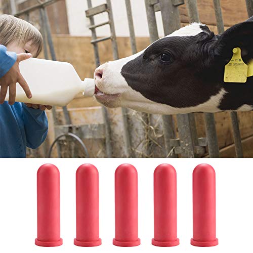 5PCS Calf Milk Nipples, Cow Feeding Supplies, Bionic Design Rubber Drink Nipples with Natural Sucking Speed for Calves, Soft Wear Food Grade Nipple for Small Animals,