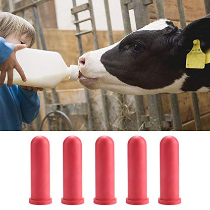 Calf Milk Nipple, 5PCS Rubber Bottle Feeding Teat for Young Livestock, 3.9Inch Suckling Assistant for Small Animal Care